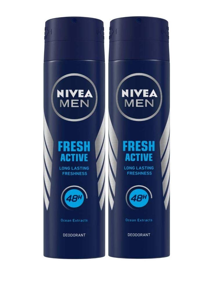 NIVEA Fresh Active Spray Deodorant For Men , 2 Count
