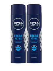 NIVEA Fresh Active Spray Deodorant For Men , 2 Count