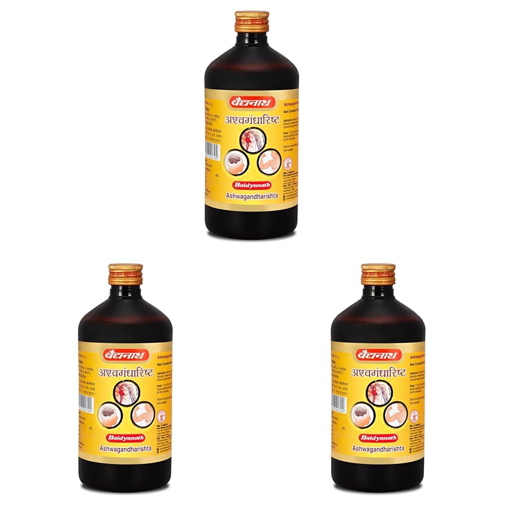 Baidyanath Ashwagandharishta | Helps Boost Immunity and Stress Buster | Useful for Natural Body Strength (450 ml) (Pack of 3)