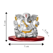 DIVINITI 999 Silver-Plated Lord Ganesha Idol with Gold Accents | Ganpati Murti for Car Dashboard, Home, Office & Puja Room | Diwali & Housewarming Gift with Premium Gift Box | 5 x 7 CM