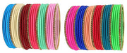 NMII Non-Precious Metal Base Metal worked and Curved Shaped Glossy Finished Bangle Set For Women and Girls