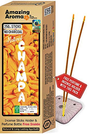 Parag Fragrances Natural Champa Incense Sticks of 250gm Agarbatti with 2pc Perfumes and 1pc Incense Holder/Natural Fragrance & No Charcoal Incense Sticks for Pooja & Home Fragrance