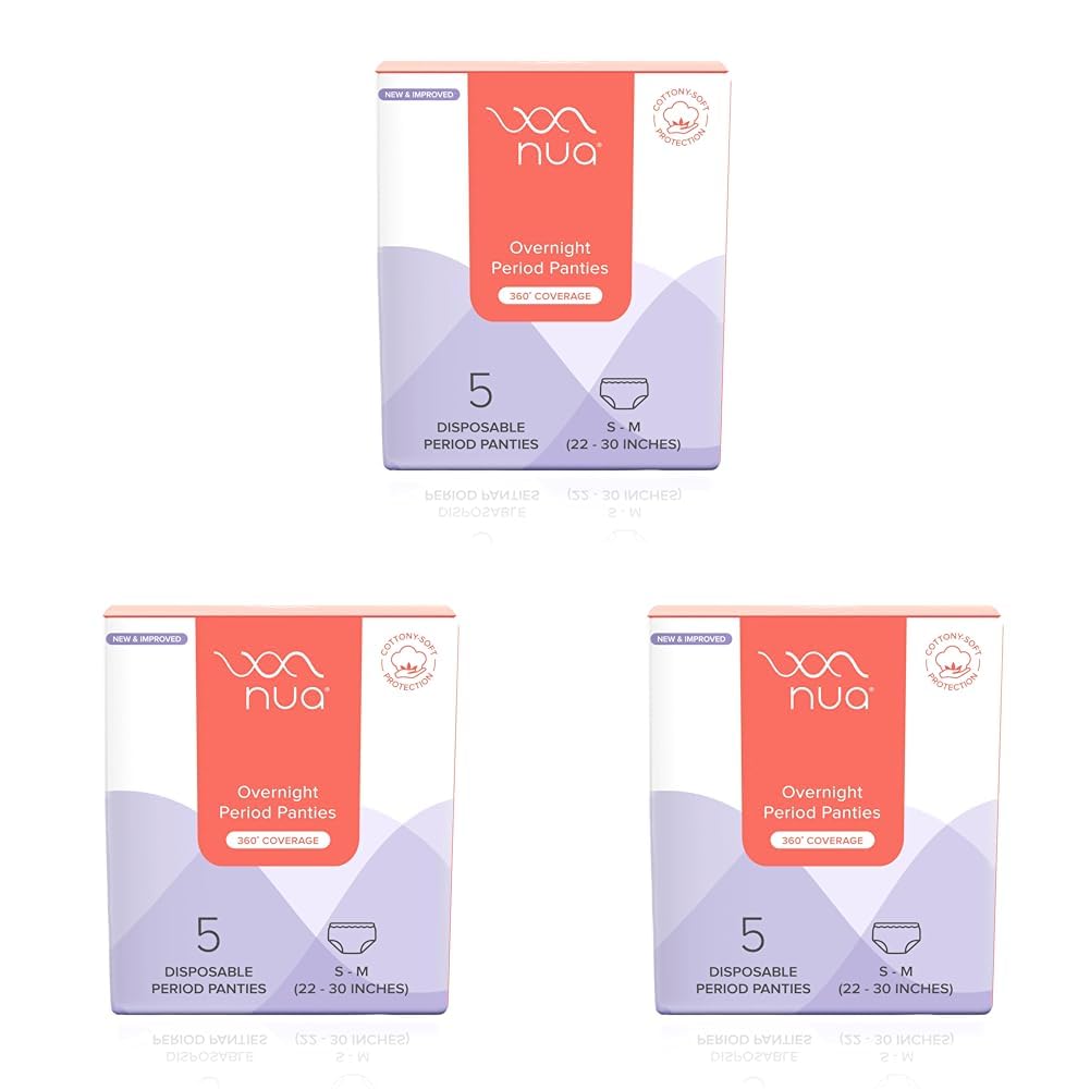 Nua Overnight Disposable Period Panties | (S - M) | Heavy Flow Absorbency | Leakproof Protection | Discreet & Secure | Breathable | No Rashes | No Discomfort | Pack of 15 White