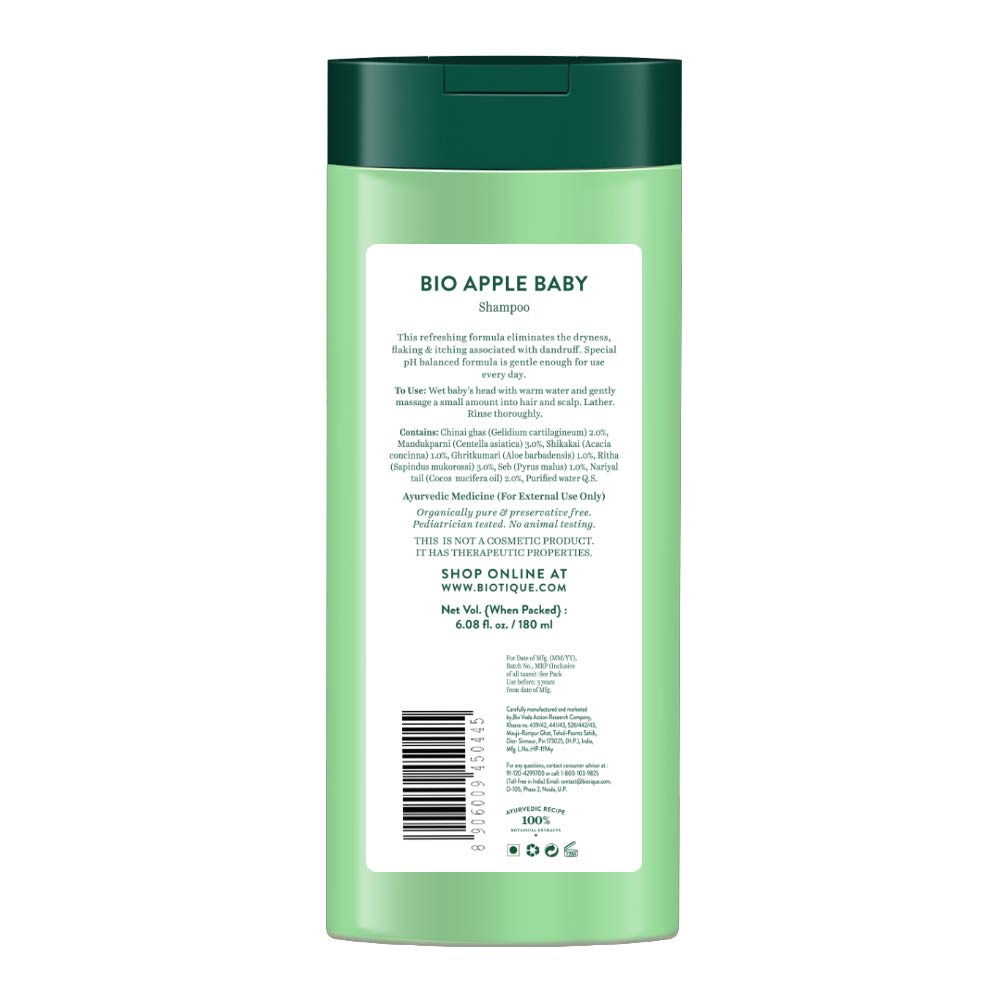 Biotique Apple Twist Shampoo for Disney Kids| Enriched with Natural Apple Extracts & Botanical Ingredients | Helps Cleanse, Nourish & Strengthen Kids’ Hair | 180ml