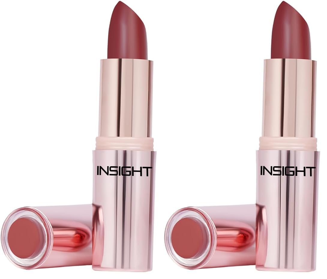 INSIGHT Hydra Fix Lipstick - Rosewood| Semi Matte Finish | One Swipe Intense Pigmentation | Long Lasting | Lightweight | Hydrating Non Drying Formula - 4.2g (Pack of 2)
