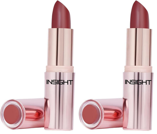 INSIGHT Hydra Fix Lipstick - Rosewood| Semi Matte Finish | One Swipe Intense Pigmentation | Long Lasting | Lightweight | Hydrating Non Drying Formula - 4.2g (Pack of 2)