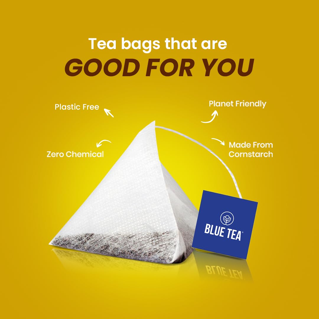 BLUE TEA - Acid Ease Tea - 30 Tea Bags - Plant Based | Relieves Acidity and Gas - Supports Digestion | Tulsi, Ajwain, Black Pepper, Bay leaf | Caffeine Free - Herbal Tea | Ziplock Pack