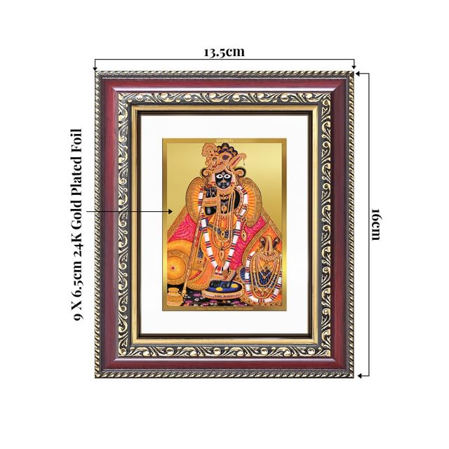 DIVINITI Banke Bihari 24K Gold Plated Foil Wall and Tabletop Photo Frame for Home Décor, Puja Room, Luxury Gifting | DG Frame 105 S1 (16x13.5 CM)