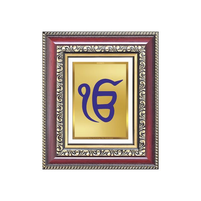 DIVINITI Ik Onkar 24K Gold Plated Foil Wall and Tabletop Photo Frame for Home Décor, Puja Room, Luxury Gifting | DG Frame 105 S1 (16x13.5 CM)