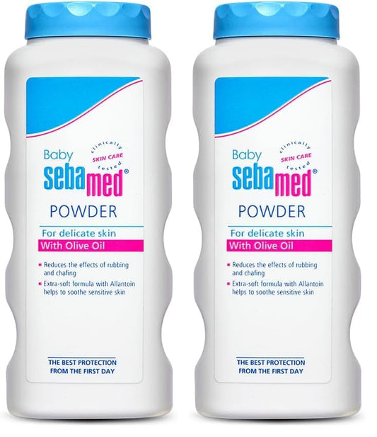 Baby Sebamed Powder 100 gm | Olive Oil, Allantoin|Keeps newborn’s skin fresh|absorbs sweat| (Pack of 2)