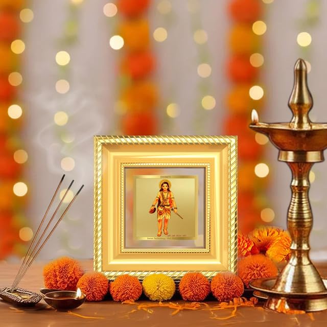 DIVINITI Baba Gorakhnath 24K Gold Plated Foil Tabletop Photo Frame for Home Décor, Puja Room, Luxury Gifting | DG Frame 015 S1A (10x10 CM)