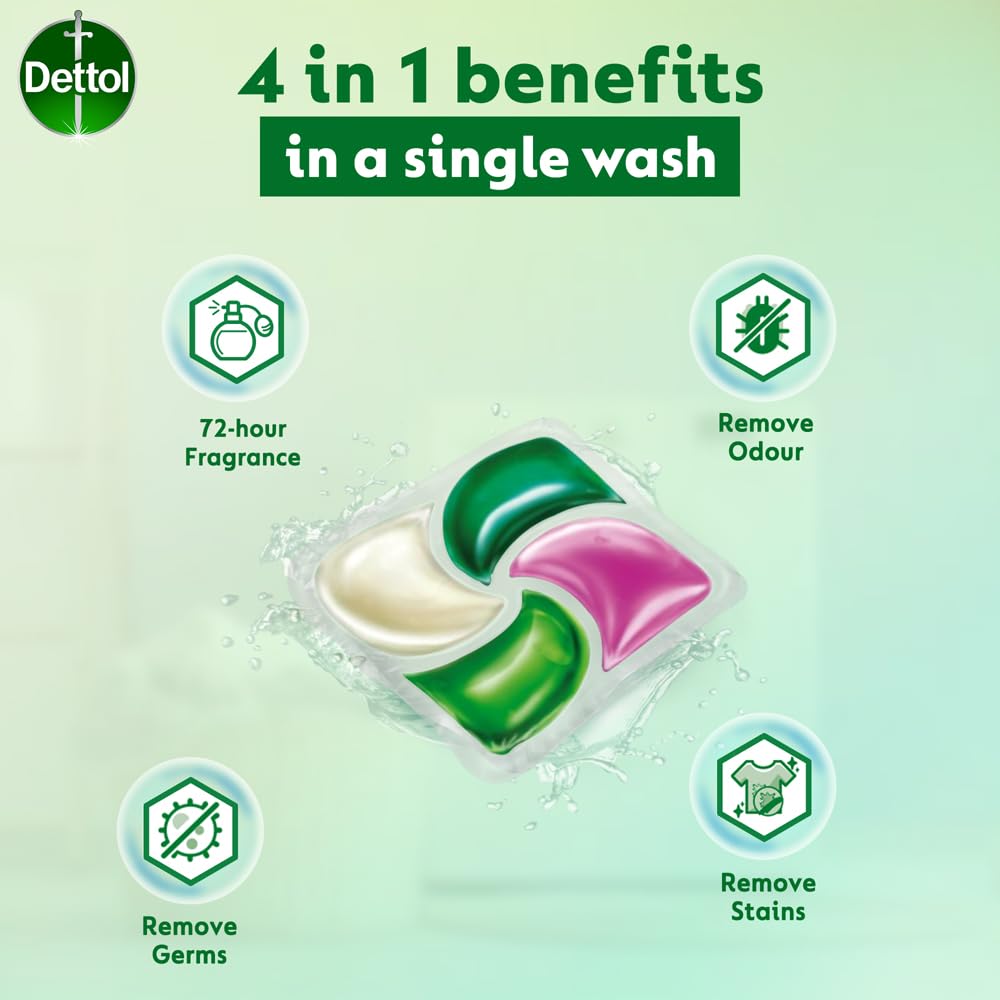 Dettol 4 in 1 Laundry Detergent Pods 18pcs, (Pack of 2)