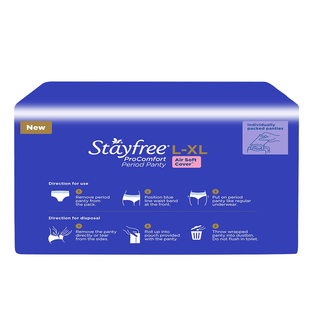 Stayfree ProComfort Period Panty for Women | Disposable Period Pants Pack of 10, L - XL | Air Soft Cover | 360° Leakage Protection for Heavy Flow | Snug Fit | Odour Control