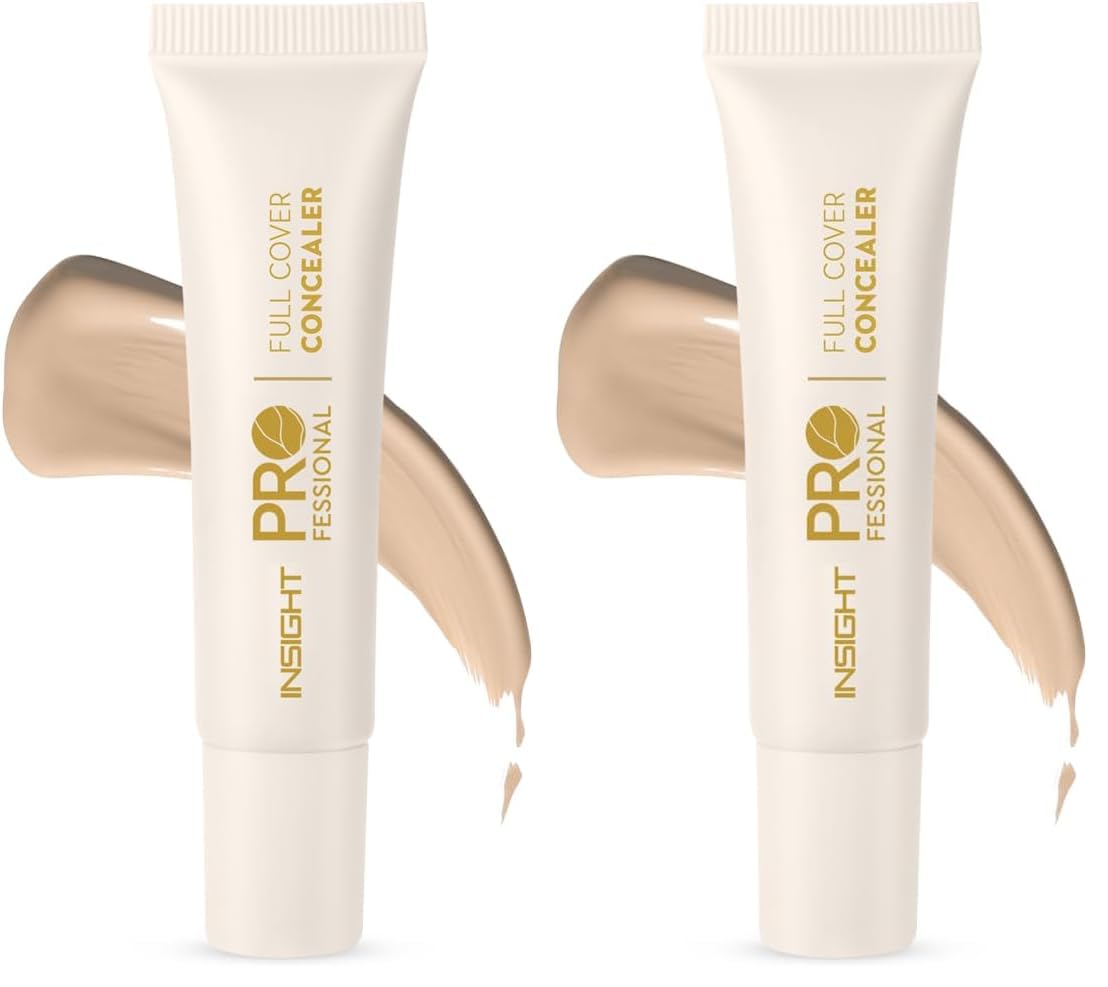 INSIGHT Professional Full Cover Concealer - LN-08 | Creamy Velvety Finish | Lightweight Waterproof Formula | Easily Blendable | Enriched with Vitamin E & Almond Oil | 20 g (Pack of 2)