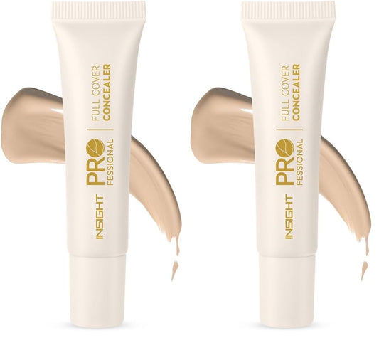 INSIGHT Professional Full Cover Concealer - LN-08 | Creamy Velvety Finish | Lightweight Waterproof Formula | Easily Blendable | Enriched with Vitamin E & Almond Oil | 20 g (Pack of 2)