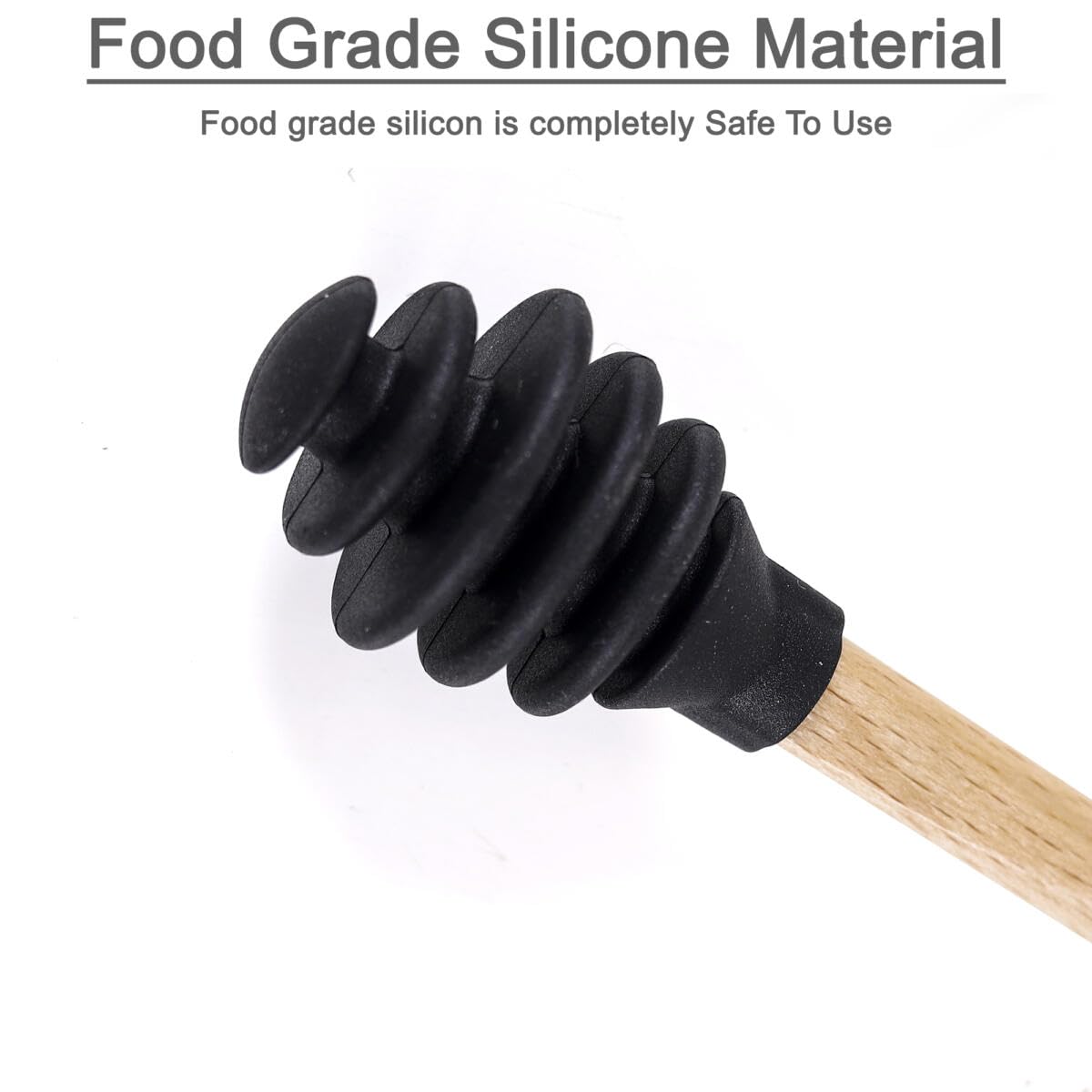 Urban Platter Silicone Dipper for Honey,Maple Syrup, Molasses, Melted Chocolate, Caramel Dippers Server [with Wooden Handle, Easy to Clean, Perfect for Non-Stick Utensils, Heat-Resistant]