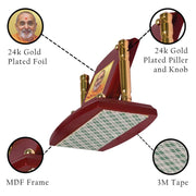 Diviniti Pramukh Swami Photo Frame for Car Dashboard, Table Decor| MDF 1B P+ Classic Pramukh Swami and 24K Gold Plated Foil| Religious Frame Idol for Pooja, Worship, Gifts Items (7 X 9CM)