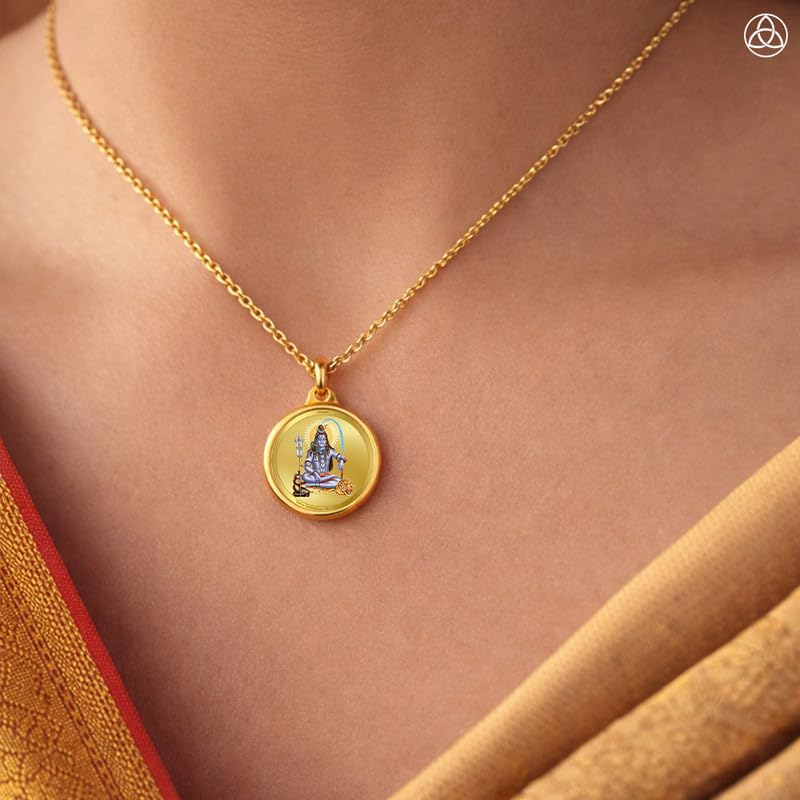 DIVINITI 24K Gold Plated Double-Sided Religious Pendant with Premium Gift Box, Spiritual Locket for Men & Women, Devotional Jewellery for Gifting & Everyday Wear | Shiva & Om-1