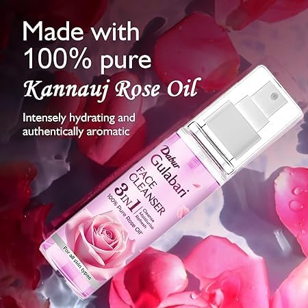 Dabur Gulabari Rose Glow Face Cleanser - 400ml (100ml*4) | Gentle Cleanser for All Skin Types | Cleaner, Balanced & Hydrated Skin