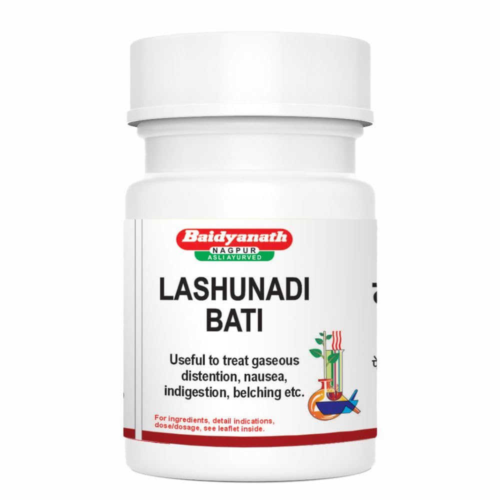 Baidyanath Asli Ayurved Lashunadi Bati | Supports Digestive Health | Relieves Indigestion & Gas | Ayurvedic Herbal Tablets - 80 Tablets (Pack of 2)