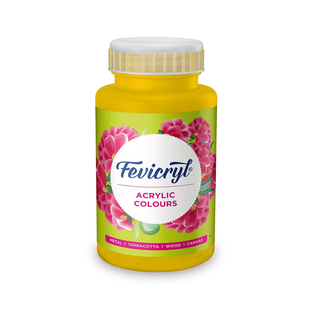 Fevicryl DIY Self Painting Art of India Kit & Pidilite Acrylic Colour, Yellow Chrome Acrylic Paint, 500 ml