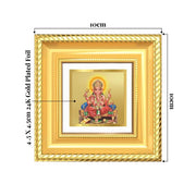 DIVINITI Ganesha 24K Gold Plated Foil Tabletop Photo Frame for Home Décor, Puja Room, Luxury Gifting | DG Frame 015 S1A (10x10 CM)