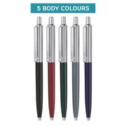 Hauser Berlin Half Metal Ball Pen Box Pack | Retractable Mechanism With Smudge Free Writing | Attractive Designer Pen | Smooth, Sturdy, Refillable Pen | Ideal For Gifting | Blue Ink, Pack of 5