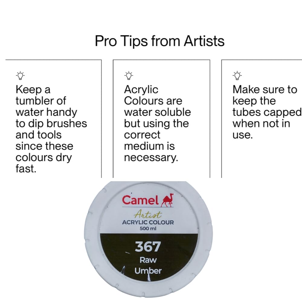 Camel Camlin Kokuyo Artist Acrylic Colour 500 ml Series 1 Raw Umber