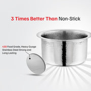 Vinod – Claro Heavy Gauge Stainless Steel Hammered Tope, 1.5 mm – Capacity 3 Liter