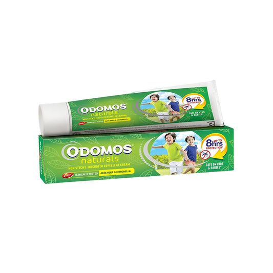 Dabur Odomos Naturals Non-Sticky Mosquito Repellent Cream – 100 gm | DEET-Free | Skin-Friendly Herbal Protection | Safe for Kids & Adults