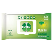 Dettol Germ Protection Wet Wipes for Skin & Surfaces, Original - 40 Count | Moisture-Lock Lid