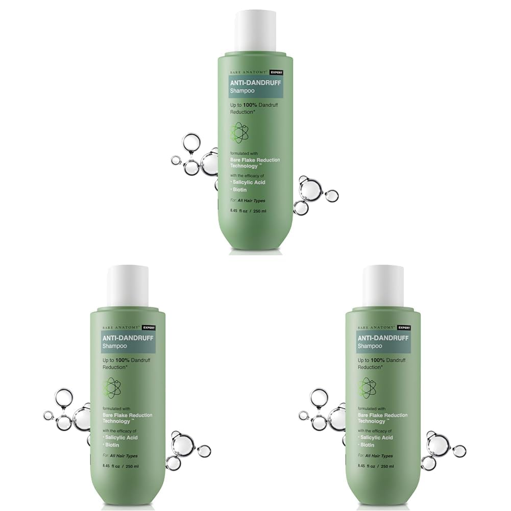 Bare Anatomy Anti-Dandruff Shampoo | Up To 100% Dandruff Reduction | ZPTO-Free | pH 5.3 | Salicylic Acid, Piroctone Olamine & Biotin | Non-Drying Formula | For Strong, Smooth Hair | Unisex