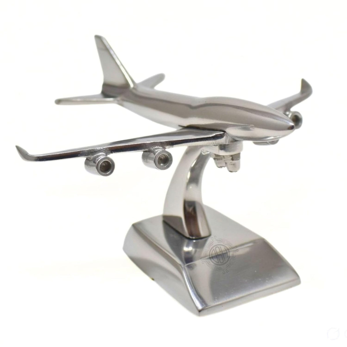 DSH Brass Jet Plane On Stand Table Top Decorative Showpiece for Home Decor & Office Table and Gifting. (Silver)
