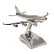 DSH Brass Jet Plane On Stand Table Top Decorative Showpiece for Home Decor & Office Table and Gifting. (Silver)