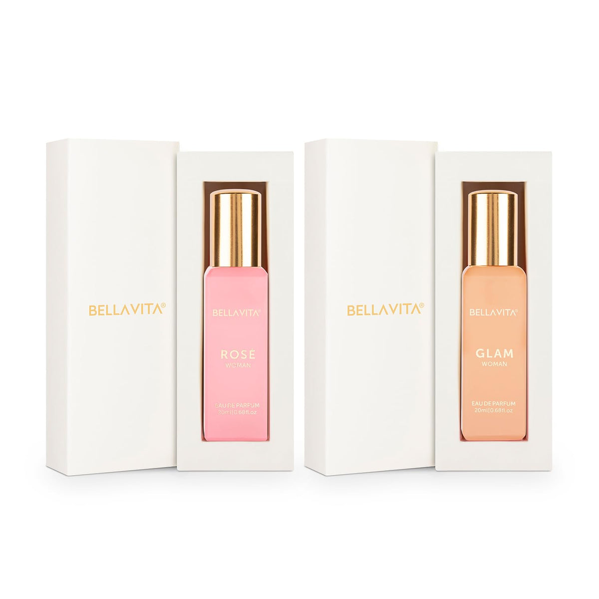 Bella Vita Luxury Glam & Rose Women Floral Perfume Combo With African Orange, Jasmine, Pink Pepper & Patchouli | Liquid Edp Fragrance Scent, Pack Of 2, 20 Ml Each