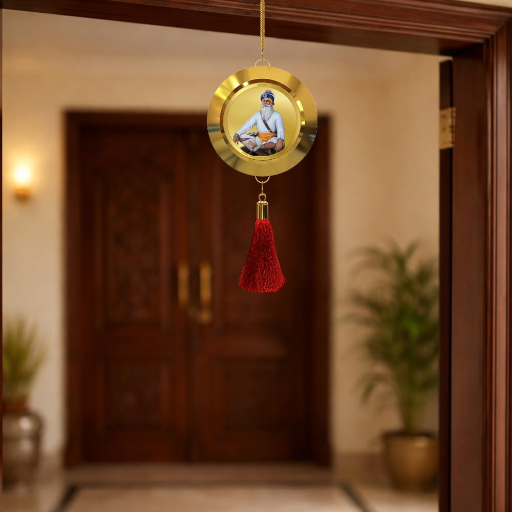 Diviniti 24K Gold Plated Baba Deep Singh Ji Wall Hanging with Golden Temple Design | Double Sided Spiritual Home Décor | Premium Religious Gift for Entrance, Mandir & Living Room