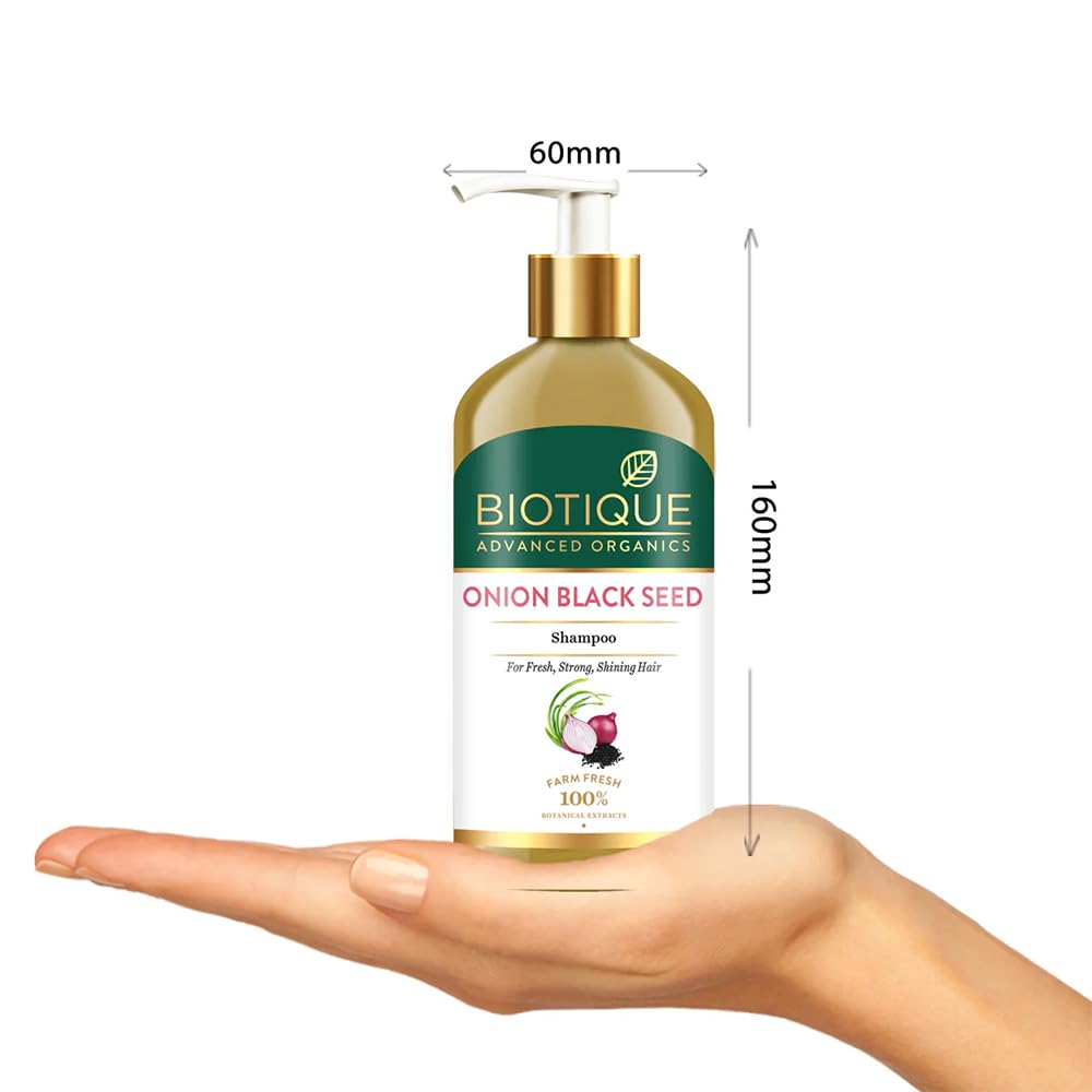Biotique Onion Black Seed Shampoo For Fresh, Strong and Shining Hair, 300 ml | Hair Fall Control, Hair Strengthening | Paraben Free, Natural Botanical Extracts