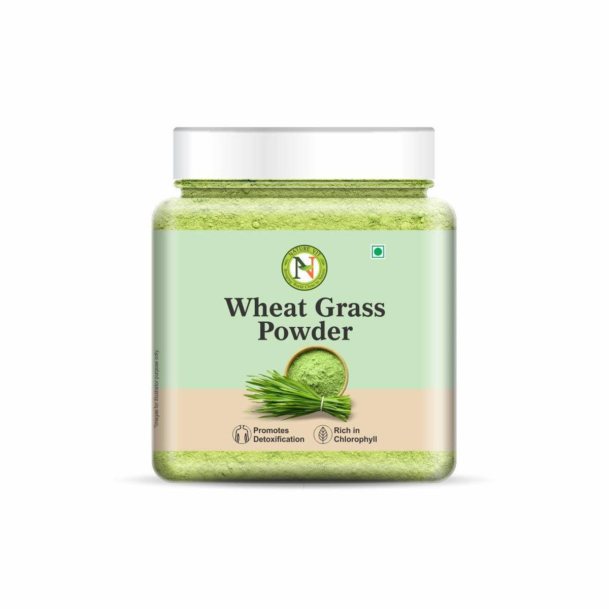 NatureVit Wheat Grass Powder 300g Jar Pack - Non-GMO, Vegan Superfood for Antioxidant, Energy, Detox, Immunity, and Skin Health - Reusable Box Included