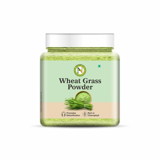 NatureVit Wheat Grass Powder 300g Jar Pack - Non-GMO, Vegan Superfood for Antioxidant, Energy, Detox, Immunity, and Skin Health - Reusable Box Included