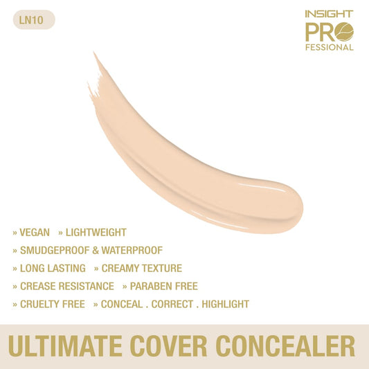 INSIGHT Professional Ultimate Cover Concealer (LN-10) | Lightweight, Long-Lasting & Waterproof | Enriched with Vitamin E & Coffee Seed Oil - 20g (Pack of 2)