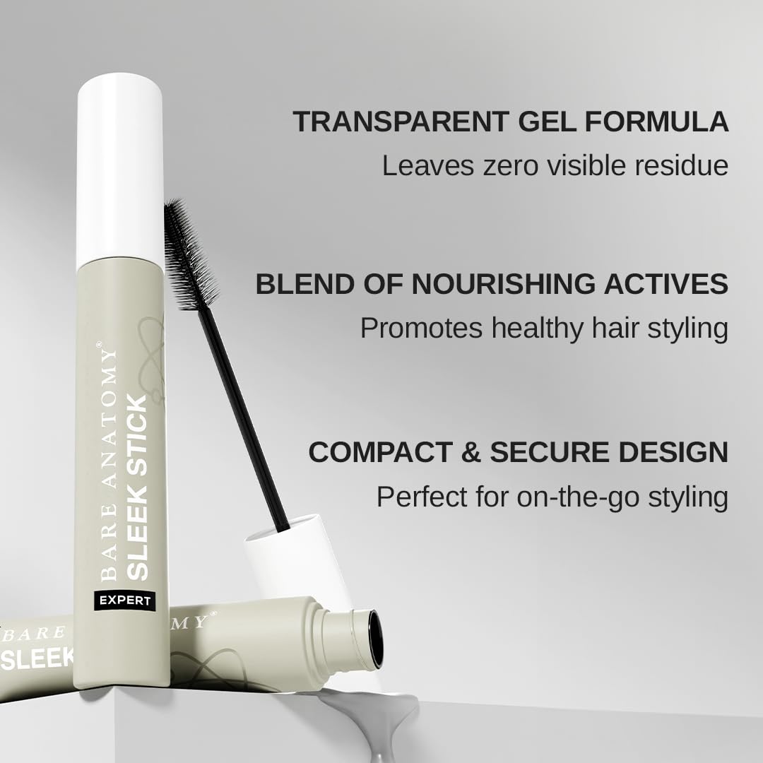 Bare Anatomy Expert Sleek Hair Finishing Stick | 100% Alcohol & Silicon Free | Baby Hair, Frizzy Hair & Flyaway Fixer | Non-Sticky & Non-Crunchy | Natural Sleek Finish With No Residue | 10ml, Gel