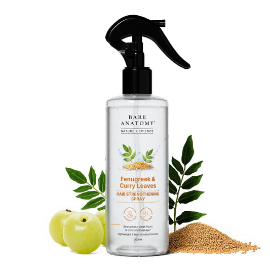 Bare Anatomy Nature x Science Hair Fall Control Spray with Methi, Curry Leaves & Amla | For Thicker, Longer Hair | Lightweight & Non-Sticky | 200ml