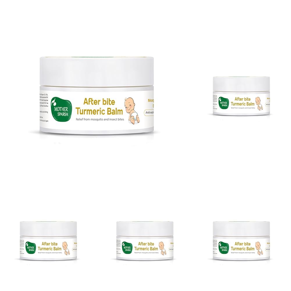Mother Sparsh After Bite Turmeric Balm for Rashes And Mosquito Bites, 100% Ayurvedic, Gentle Skin Roll-On Formula, 25gm (Pack of 5)