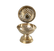 DSH Brass Dhuna Loban Burner Dhoop Dani Pot Bakhoor Holder Incense Holder Burner for Dhoop Stand Aroma Diffuser for Home Office Temple Puja.(Dom-sml)