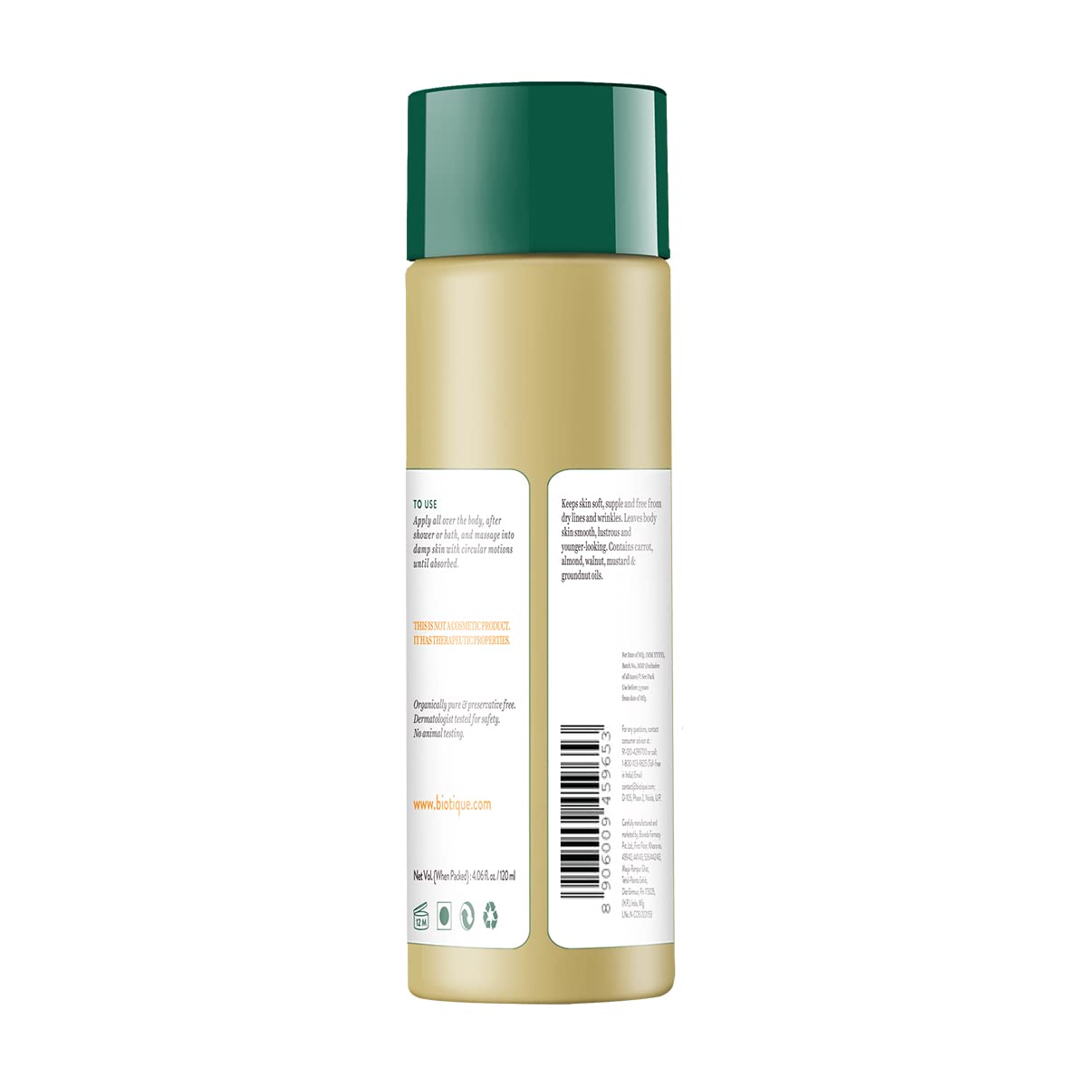 Biotique Carrot Seed Anti- Ageing After- Bath Body Oil | Prevents Fine Lines and Wrinkles |Smooth and Radiant Skin| 100% Botanical Extracts | Suitable for All Skin Types | 120ml