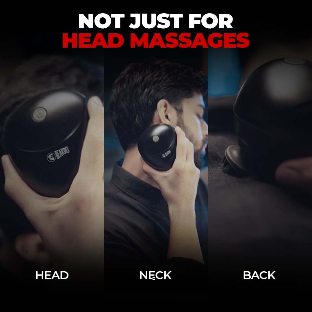Beardo Stress Buster Electric Scalp Massager | Hair & Head Massager For Scalp with 3 Speed Modes | 120 mins Runtime | Type-C Charging | Detachable & Washable Heads | Scalp massager for Hair Growth
