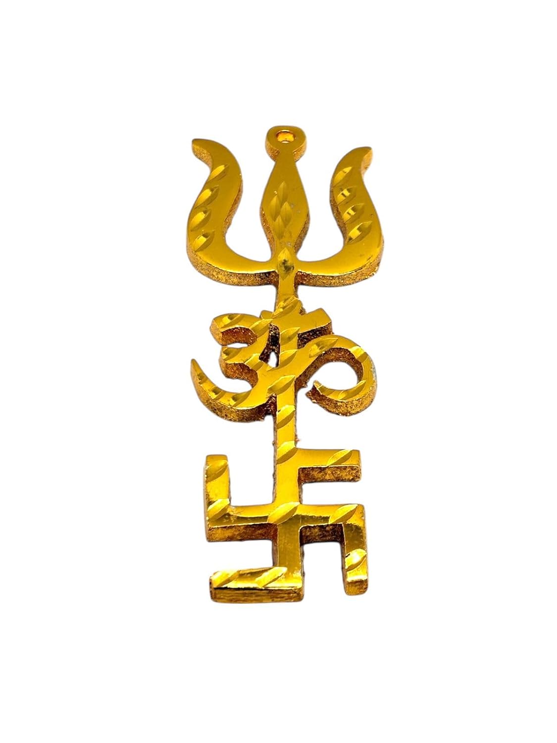 RUDRADIVINE Ashtdhatu Tri Shakti Yantra Om Swastik Trishul Vastu Sticker for Home Entrance, Protection, Prosperity & Positive Energy Symbol (4 Inches)