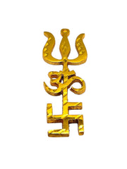 RUDRADIVINE Ashtdhatu Tri Shakti Yantra Om Swastik Trishul Vastu Sticker for Home Entrance, Protection, Prosperity & Positive Energy Symbol (4 Inches)