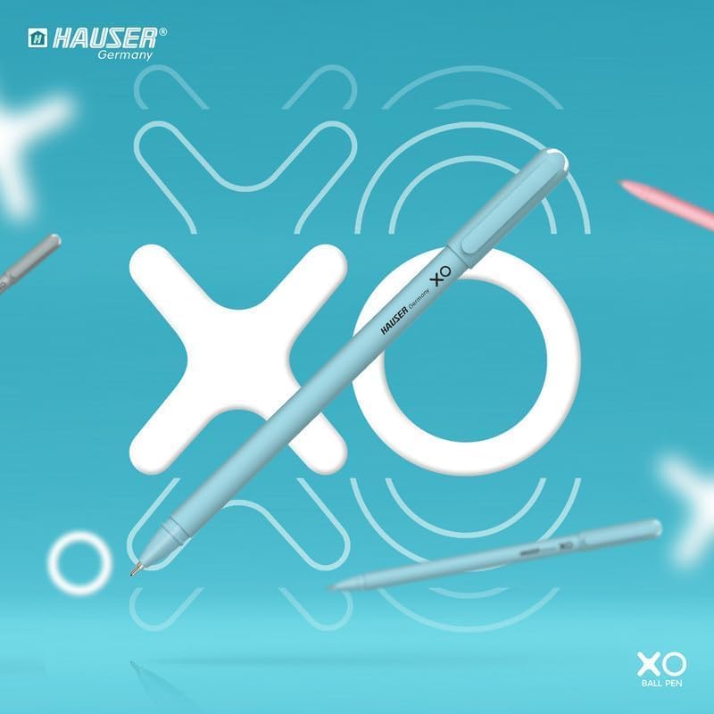Hauser XO 0.7mm Ball Pen | Blue Ink | Smooth Low Viscosity Ink | Matte Finish | Durable Tip | Pack of 10