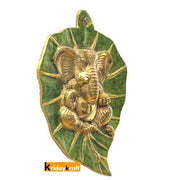 KridayKraft Wall Hanging Ganesh on Leaf with Meenakari Work Decorative Showpiece